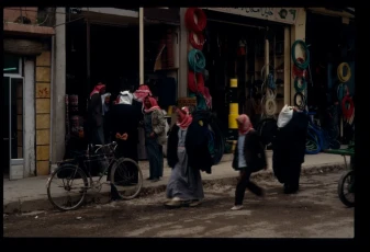 Daily scene in front of some shops in Raqqa