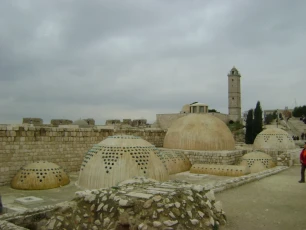 Citadel of Aleppo, exterior view of the domes of the Hammam