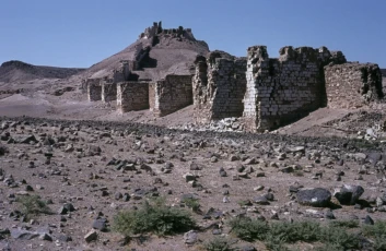 Outside of the surrounding wall of Halabiyya fortress