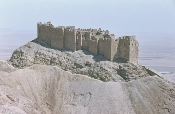 Aerial view of Qalʿat Ibn Maʿn (castle) from the west