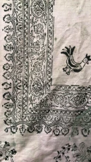 Hand printed fabric combining plant and animal motifs