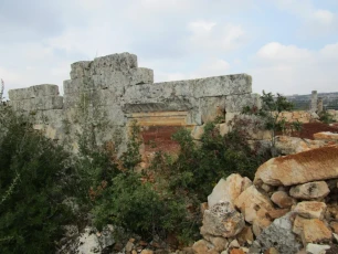 al-Husn Church, remains of basilica's façade, which, after its demolition, was transformed into an agricultural field