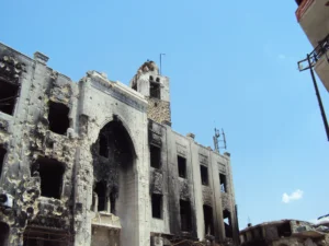 Damage at the west facade, Jamiʿ an-Nuri (mosque), Homs