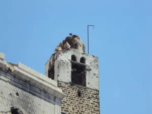 Damages at the upper part of the minaret, Jamiʿ an-Nuri (mosque), Homs