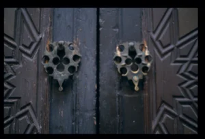 The handles of the main door of al-Madrasa az-Zahiriyya