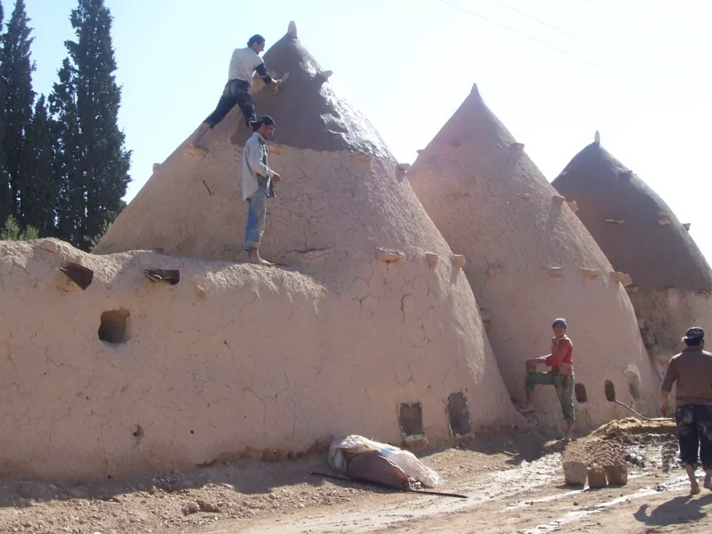 A group of domed houses in the village of Shaykh Hilal