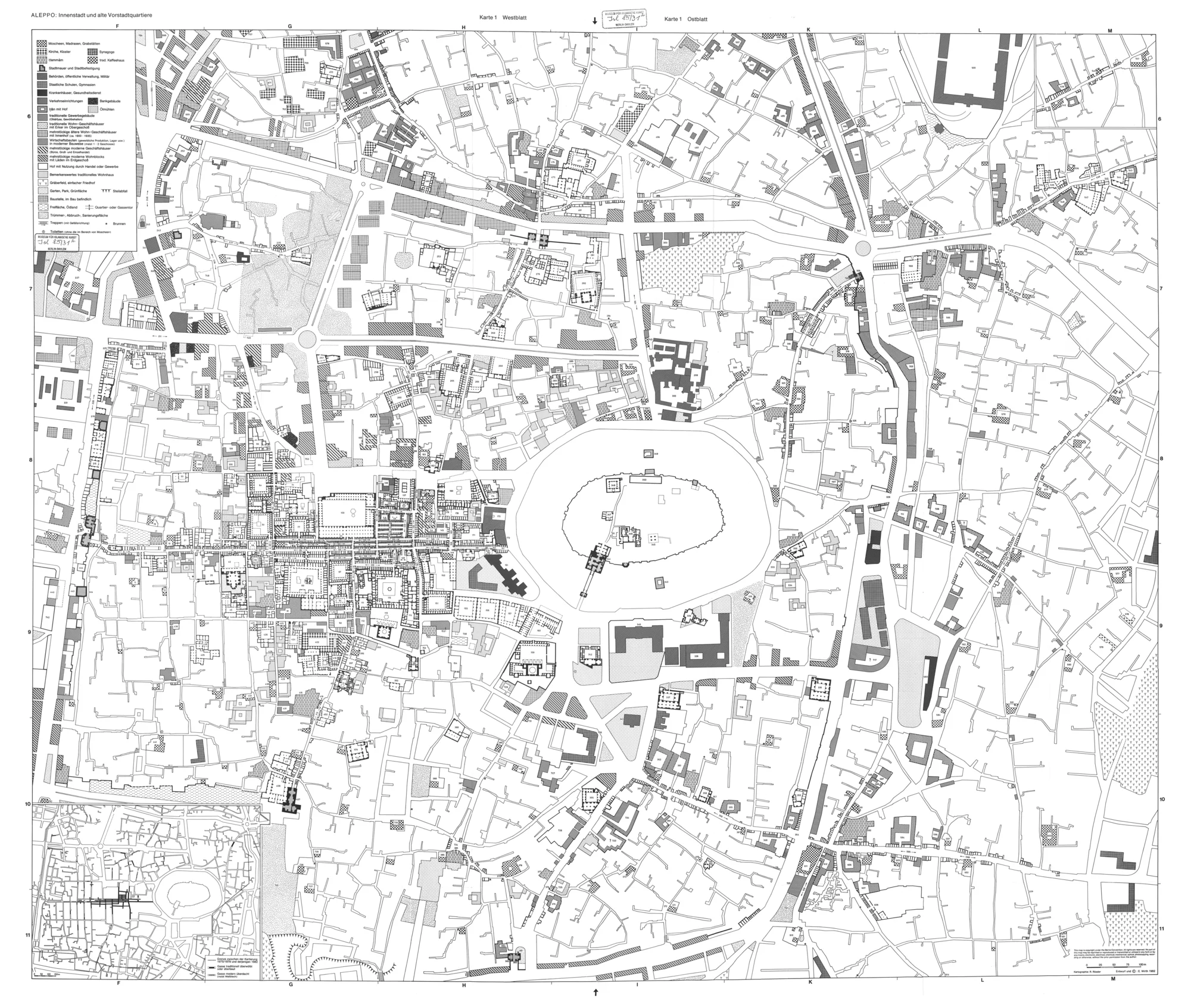 Maps of Aleppo: city center and historical suburban aereas, 1982