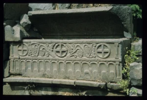Roman sarcophagus with decorations, Qanawat
